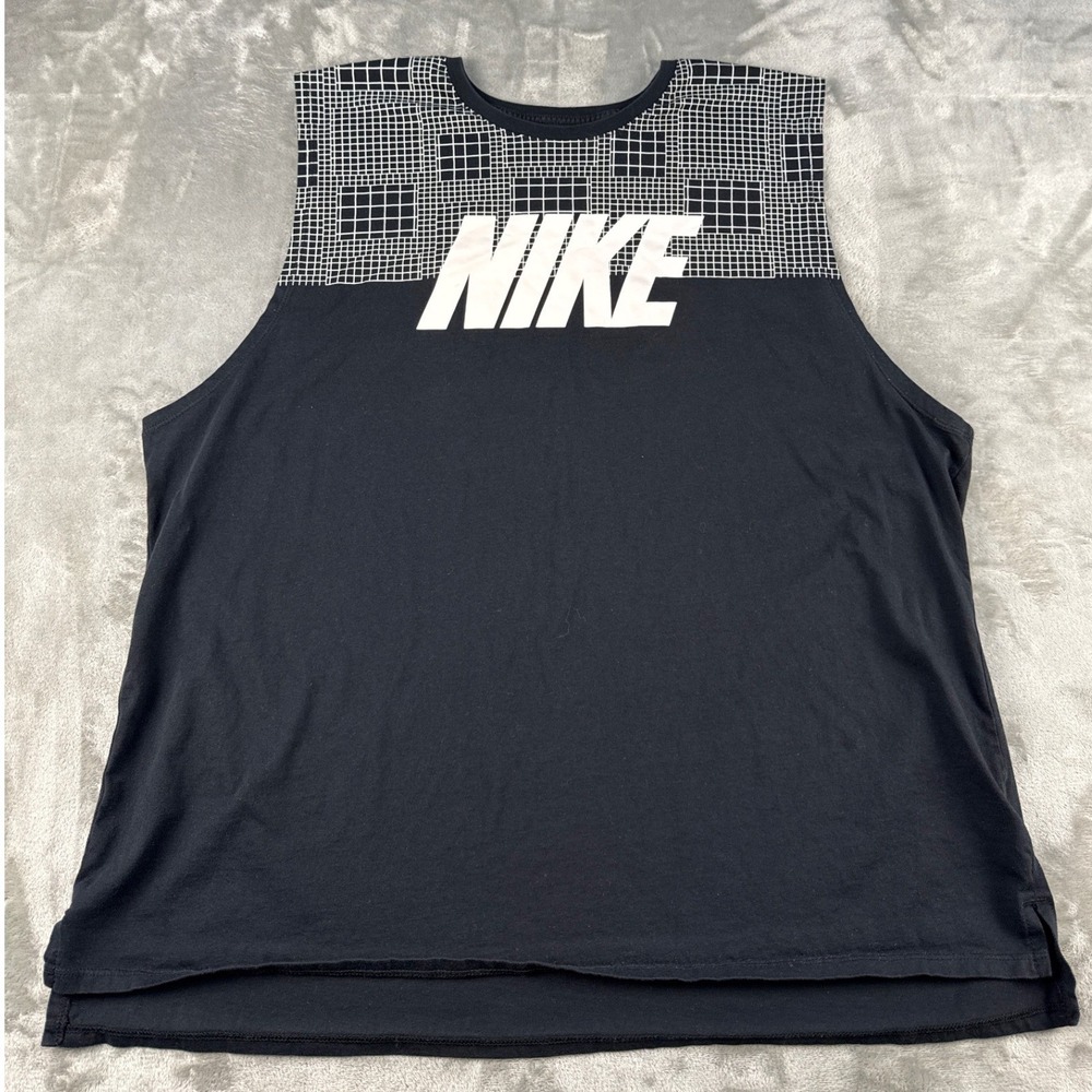 Nike Tank Top Mens XXL The Nike Tee Black Graphic Grid EUC
